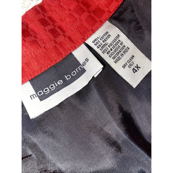 Vtg Maggie Barnes Jacket Red Floral Butterfly Wearable Art Plus Size 4X (J43) - Picture 10 of 12